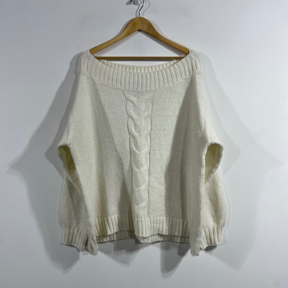 Lane Bryant Fisherman Parisian Cable Knit Boat Neck Sweater Size 18 20 Relaxed
